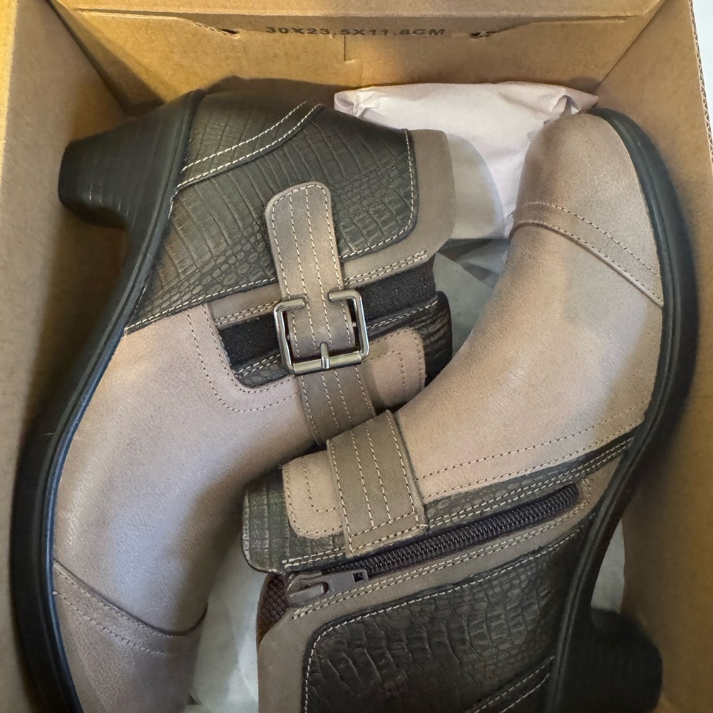 OrthOFeet Ankle Booties New in box with ortho-cushion system. Never worn.